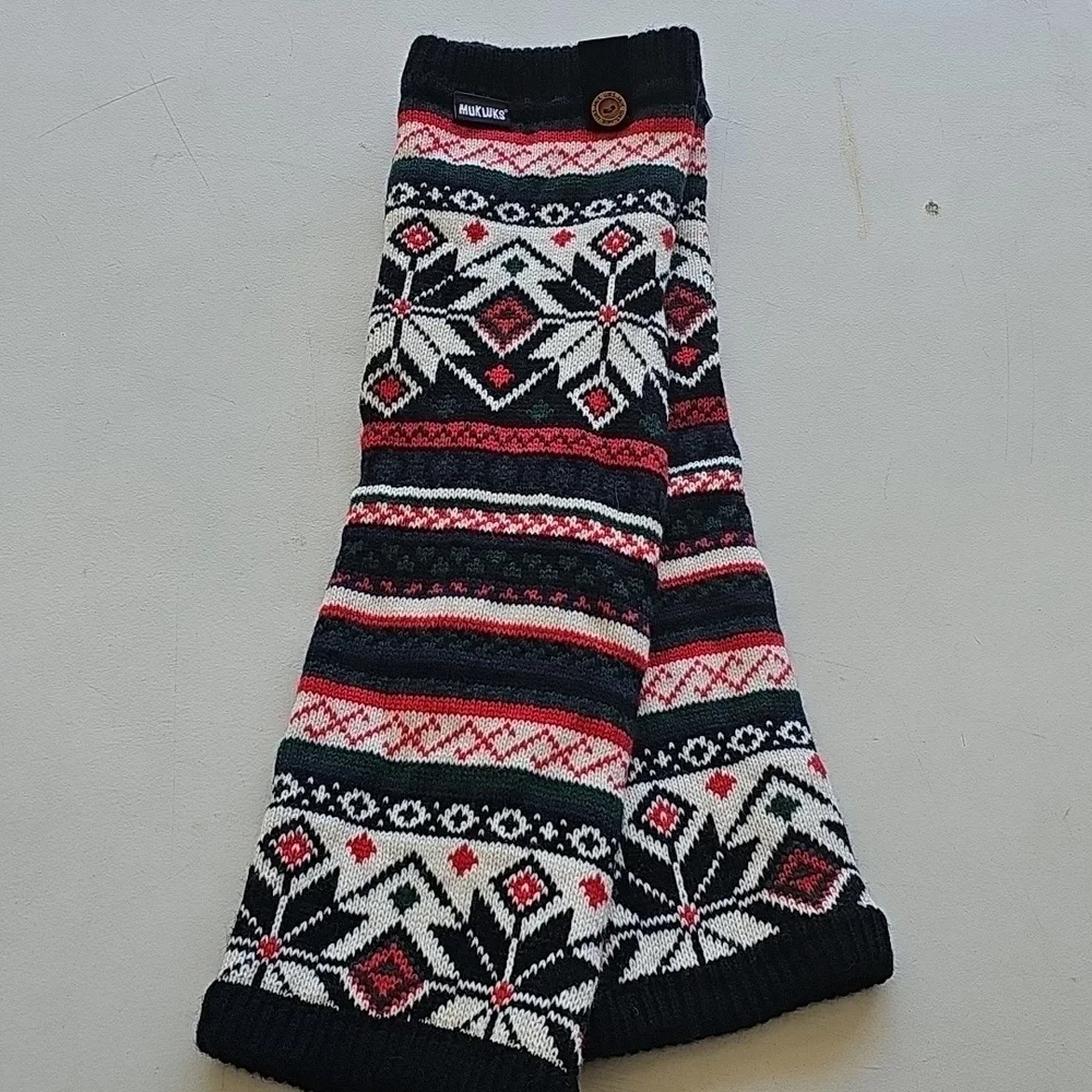 Muk Luks Black and Red Knit Leg Warmers. Nwots